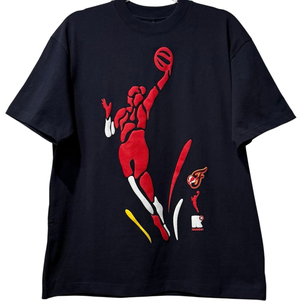 NWT WNBA X ROUND21 Indiana Fever Victory Thick Navy Tee Shirt Basketball Uni Med